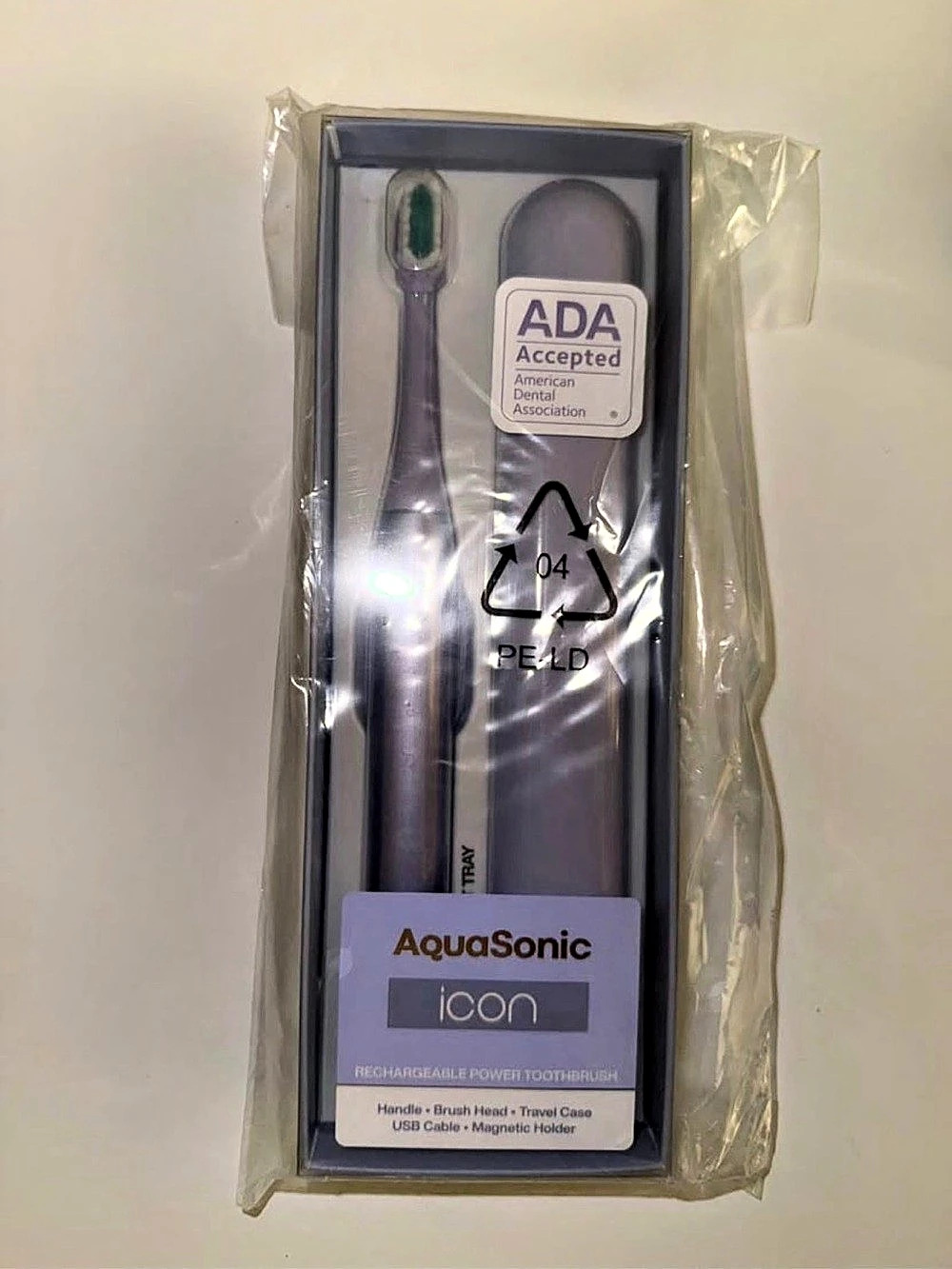 AquaSonic Icon Rechargeable Power Toothbrush Purple Electric Toothbrush